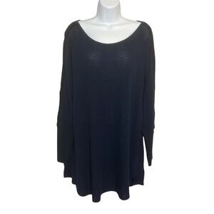 Soft Surroundings Womens 2X Blue Black Long Sleve Tunic Top‎ Lightweight Cozy